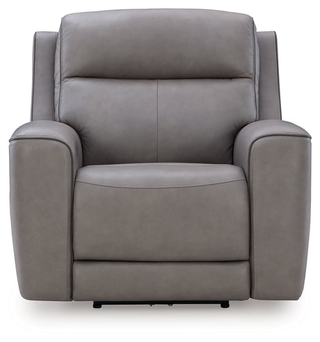 Front angle of 5Z-Comfort Coin Leather Power Recliner