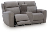 5Z-Comfort Coin Leather Power Reclining Loveseat with Console