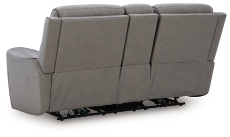 Back view of 5Z-Comfort coin leather power reclining loveseat