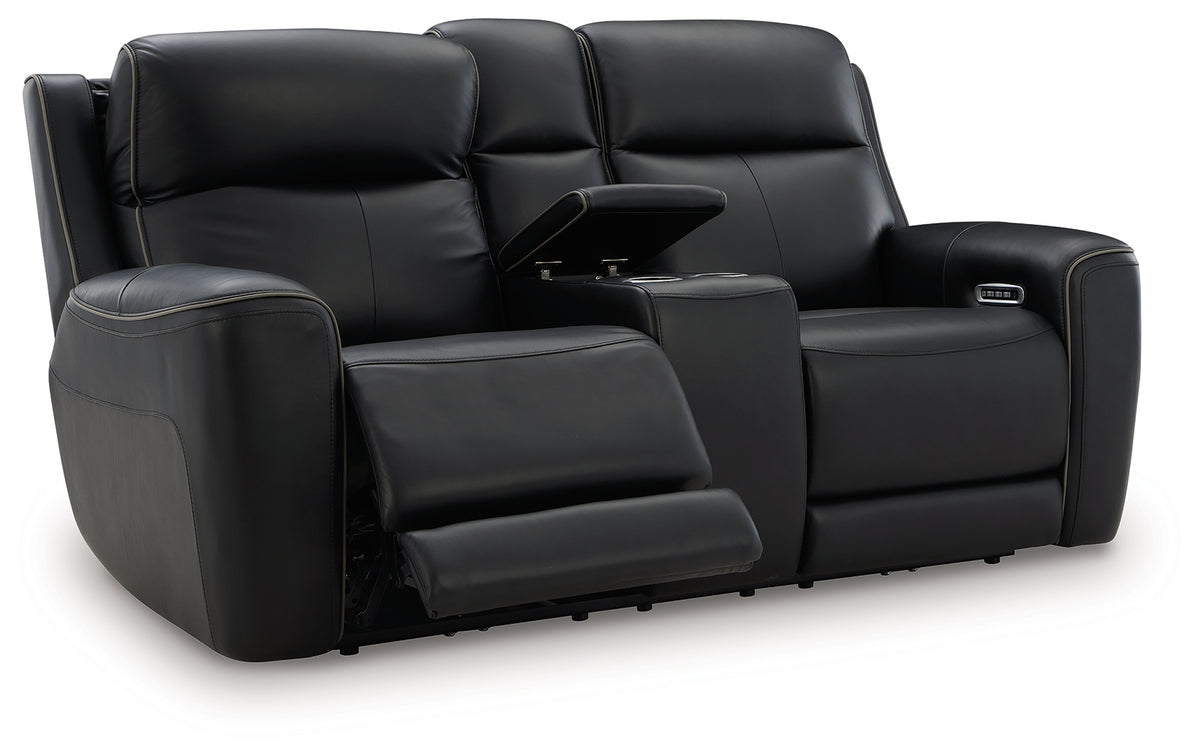 Fully reclined position of loveseat with extended footrest