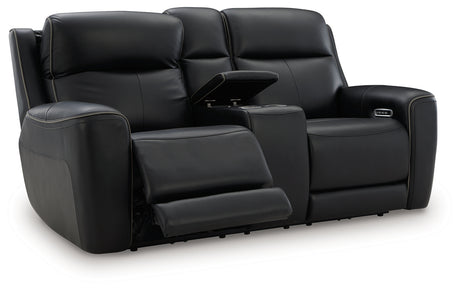 Fully reclined position of loveseat with extended footrest