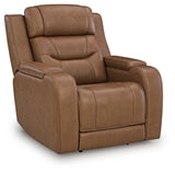 Side view of Knightington Caramel Leather Power Recliner