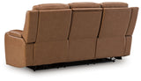 Knightington Caramel Leather Power Reclining Sofa with Audio Seating