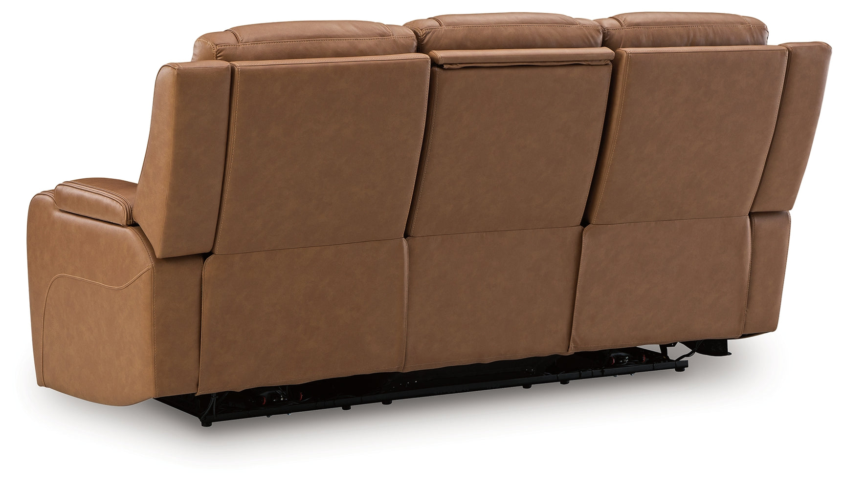 Knightington Caramel Leather Power Reclining Sofa with Audio Seating