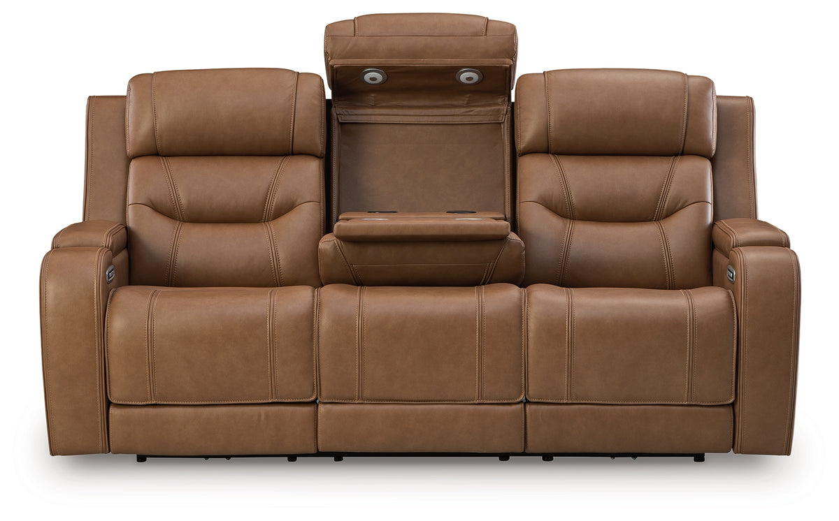 Adjustable headrest detail on Knightington sofa