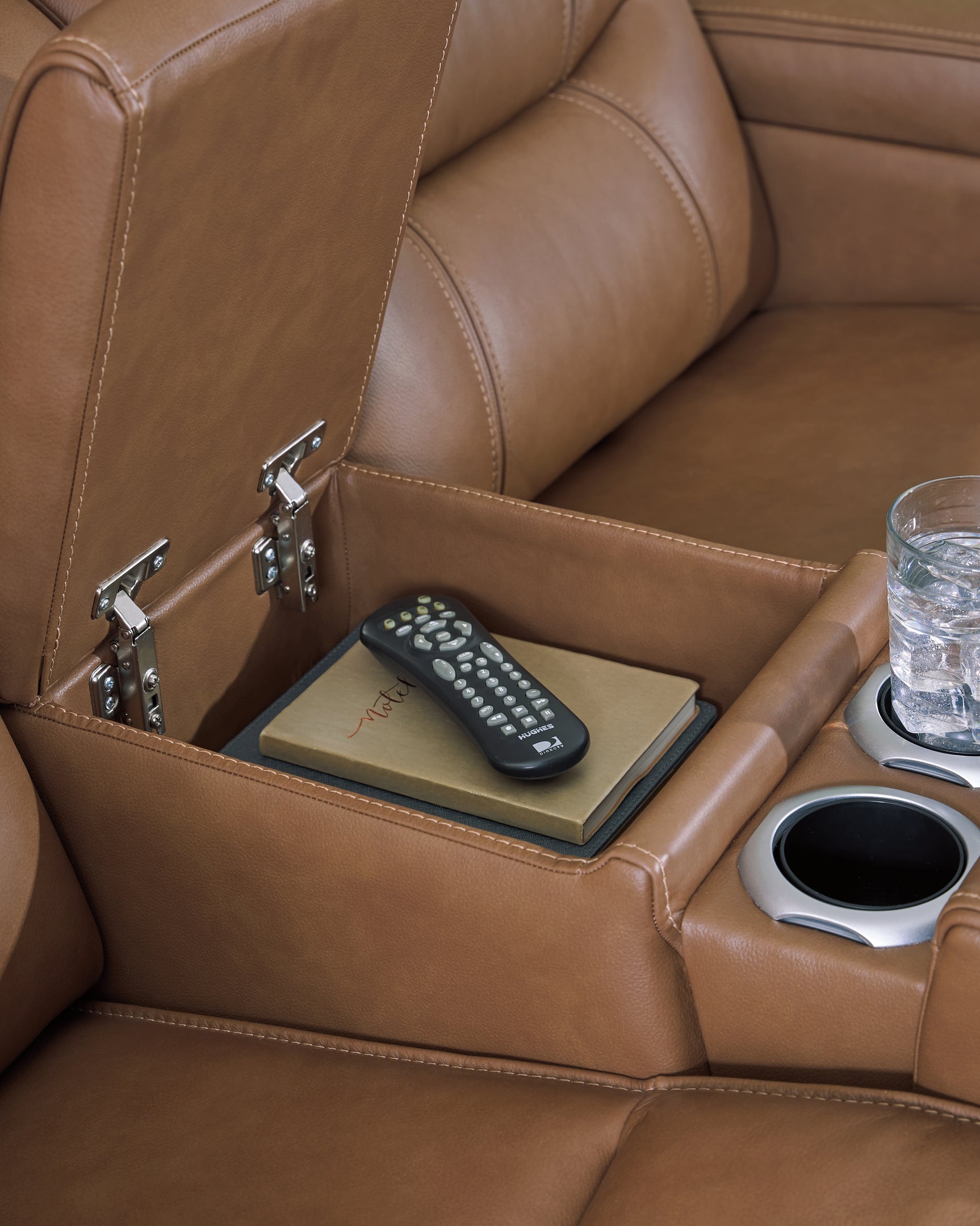 Close-up of center console with cup holders