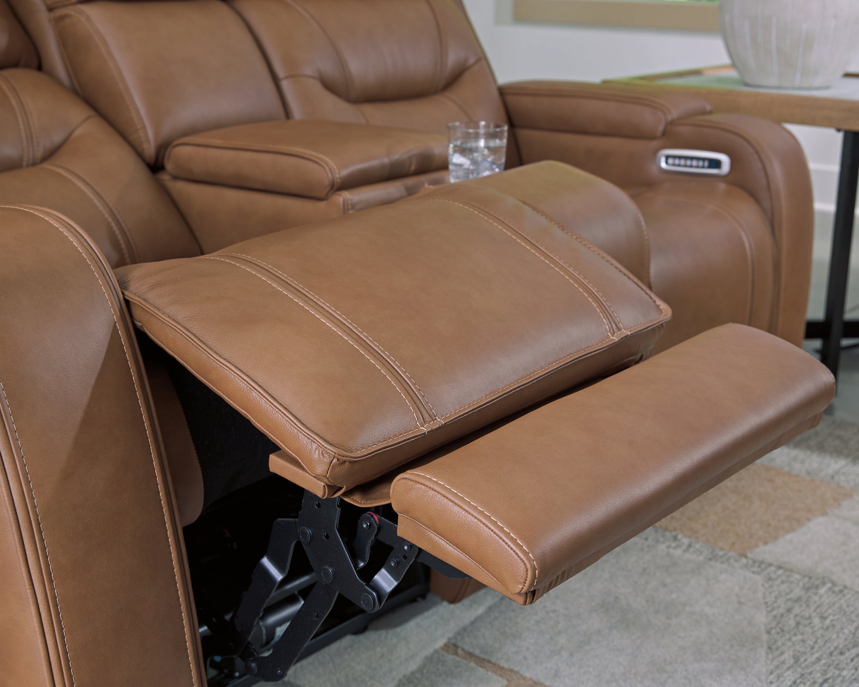 Knightington Caramel power reclining sofa and loveseat set front view