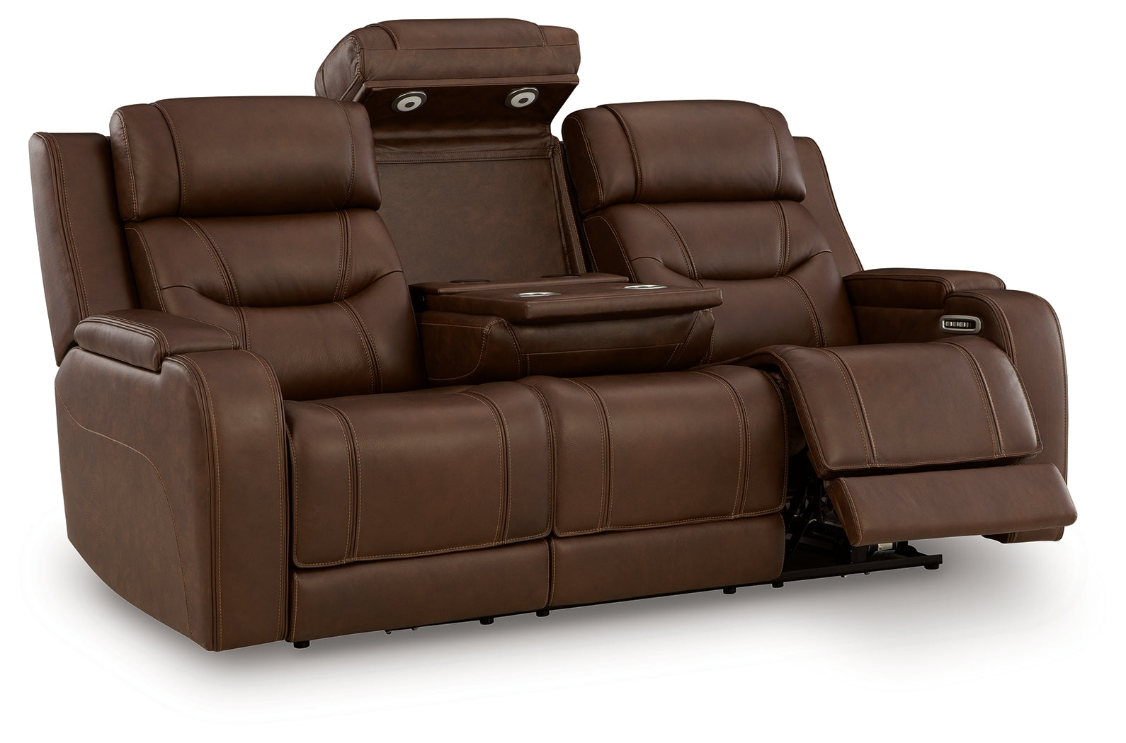 Open reclining view of Knightington sofa