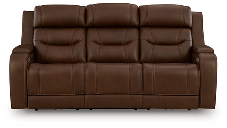 Head-on closed reclining sofa view
