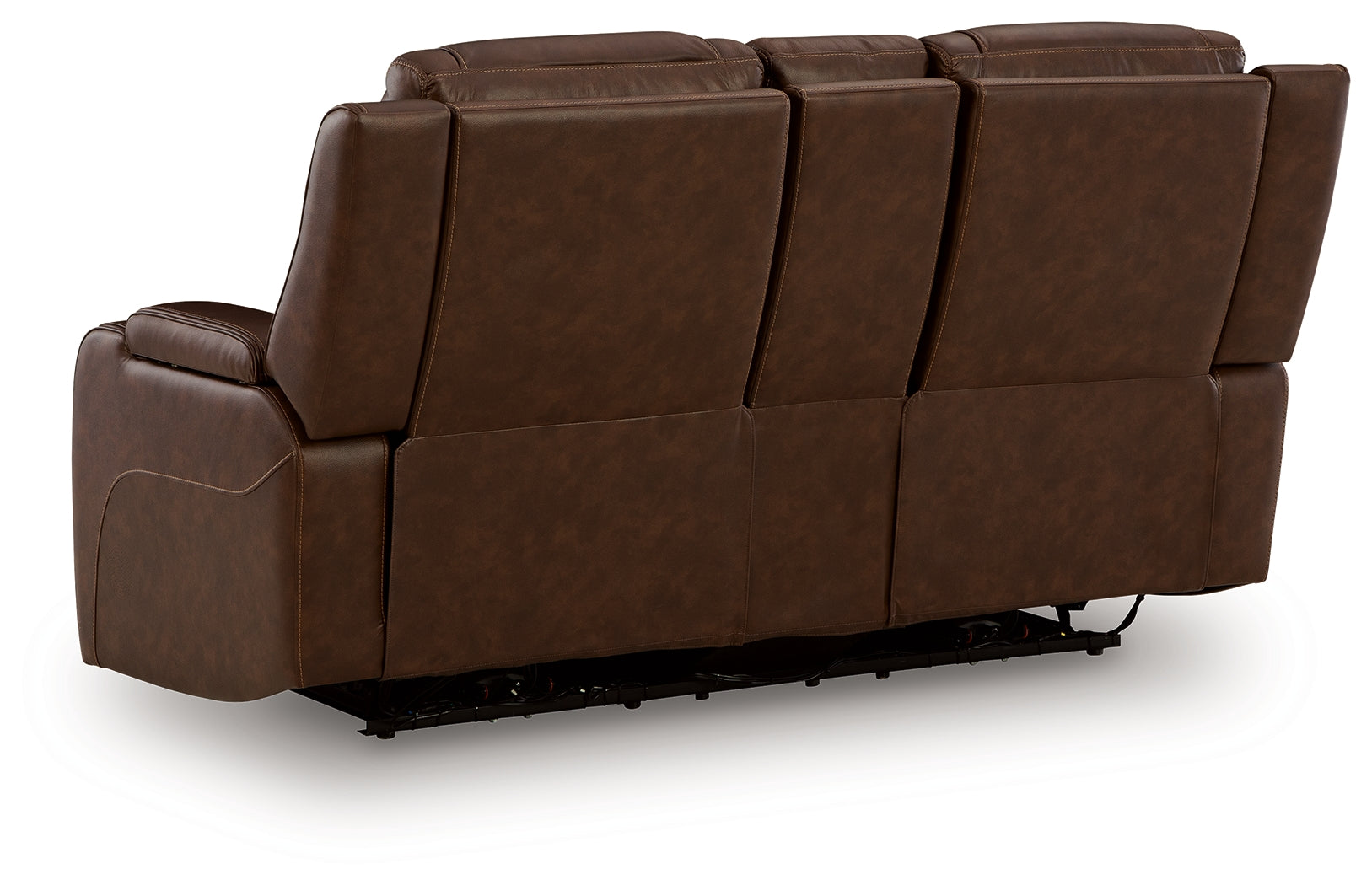 Brown leather upholstery close-up