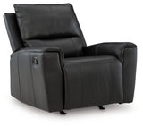 Glossmore Black Leather Recliner side view