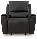 Glossmore Black Leather Recliner front close-up