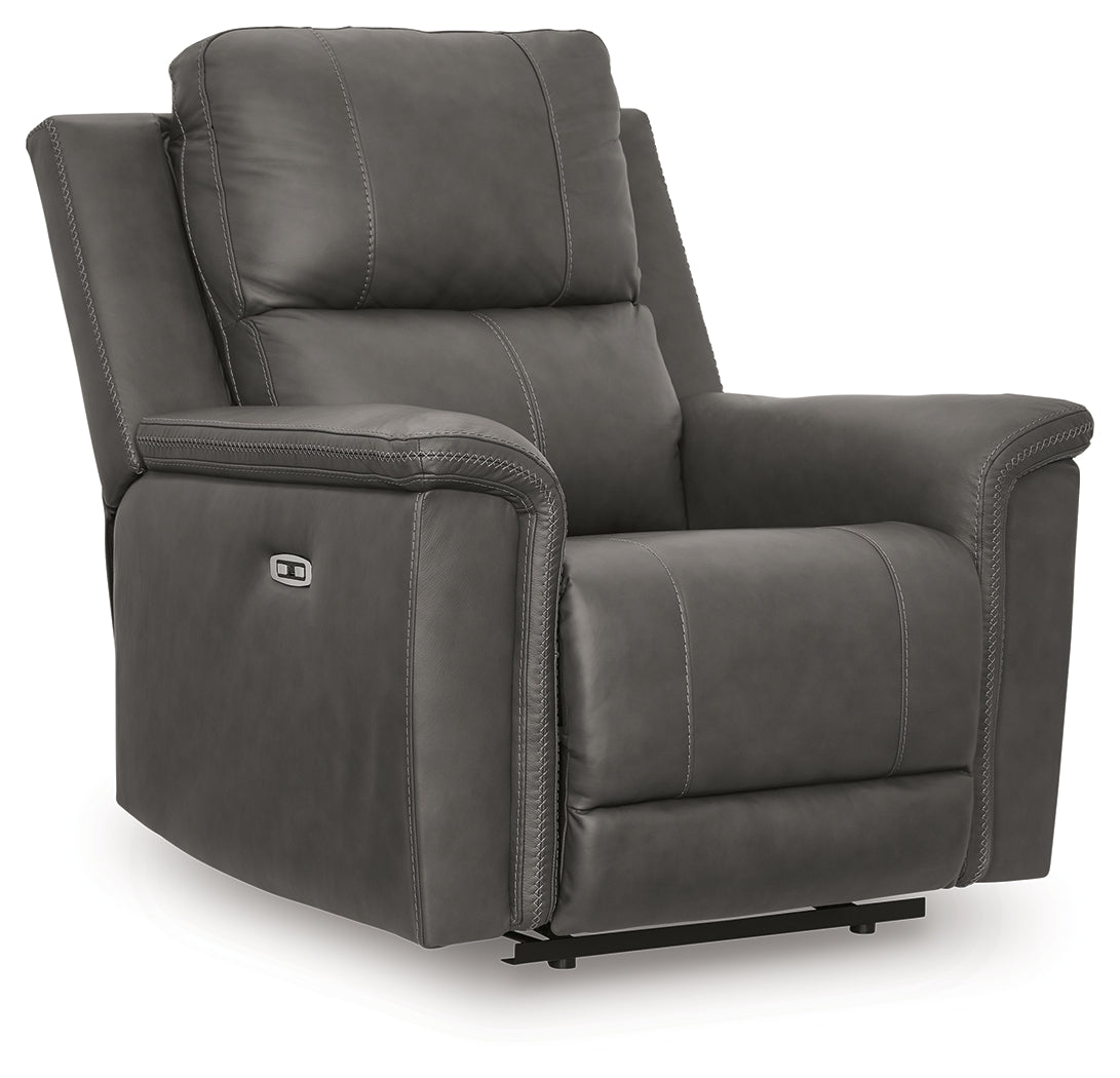 Side view of Bleckley Anchor Leather Power Recliner