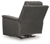 Detailed shot of power adjustable headrest on recliner