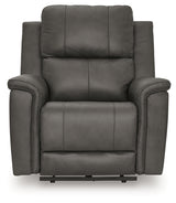 Close-up of stitching on Bleckley Anchor Leather Power Recliner
