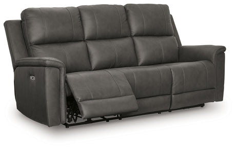 Bleckley Anchor Power Reclining Sofa head on view
