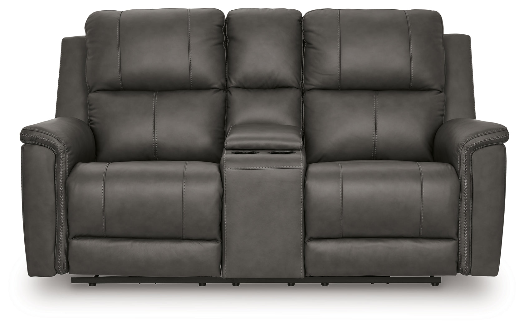 Side view of Bleckley Anchor Leather Power Reclining Loveseat with Console