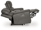 Back view of Bleckley Anchor Leather Power Reclining Loveseat