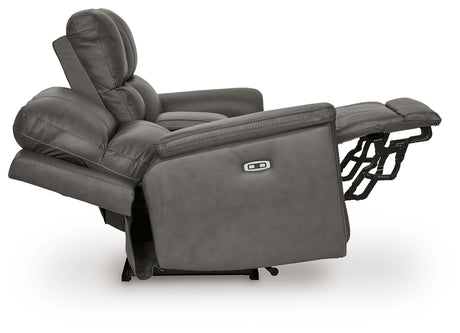 Back view of Bleckley Anchor Leather Power Reclining Loveseat