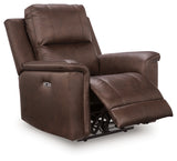reclining position of Bleckley Espresso Leather Power Recliner