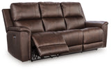 Bleckley Espresso leather reclining sofa side view