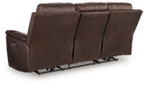 Bleckley Espresso leather reclining sofa head-on view