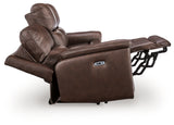 Bleckley Espresso leather reclining sofa back view