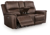 Bleckley loveseat console open storage view