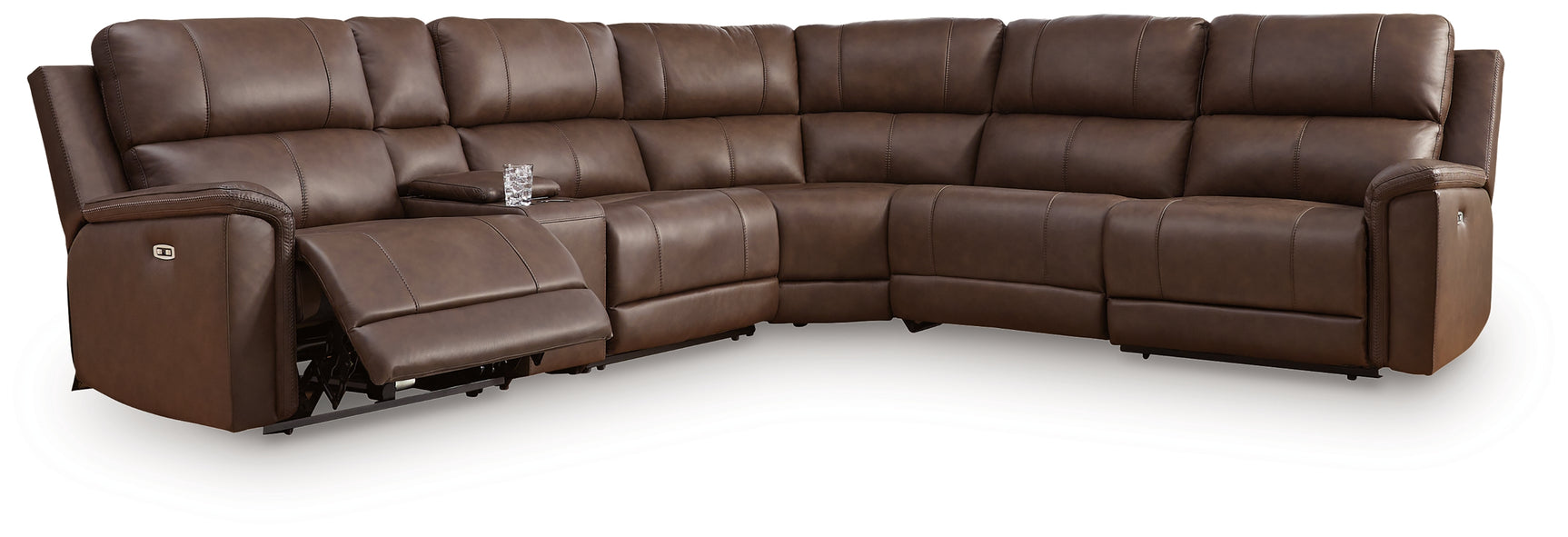 Sectional left angle showing power recliner and armless chair