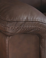 jumbo stitch detail on Bleckley Espresso Leather Power Recliner