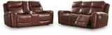 Detail of adjustable headrest on loveseat