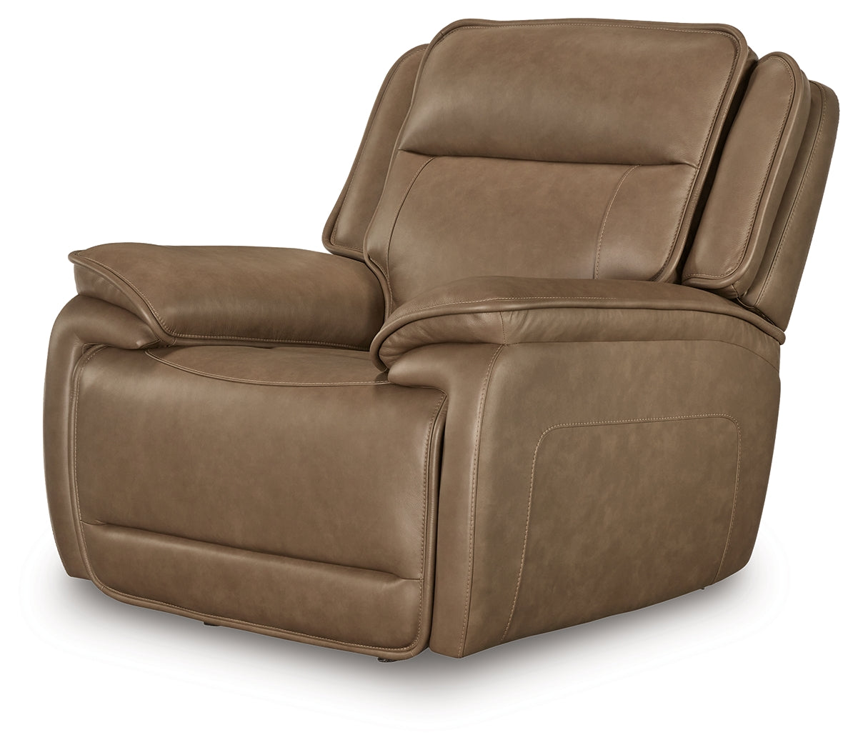 reclining view of Glencroft Sahara Leather Power Recliner recliner