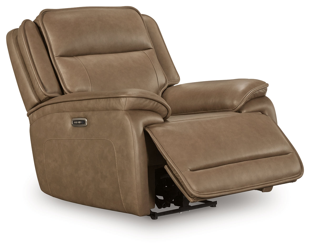 reclining view of Glencroft Sahara Leather Power Recliner recliner