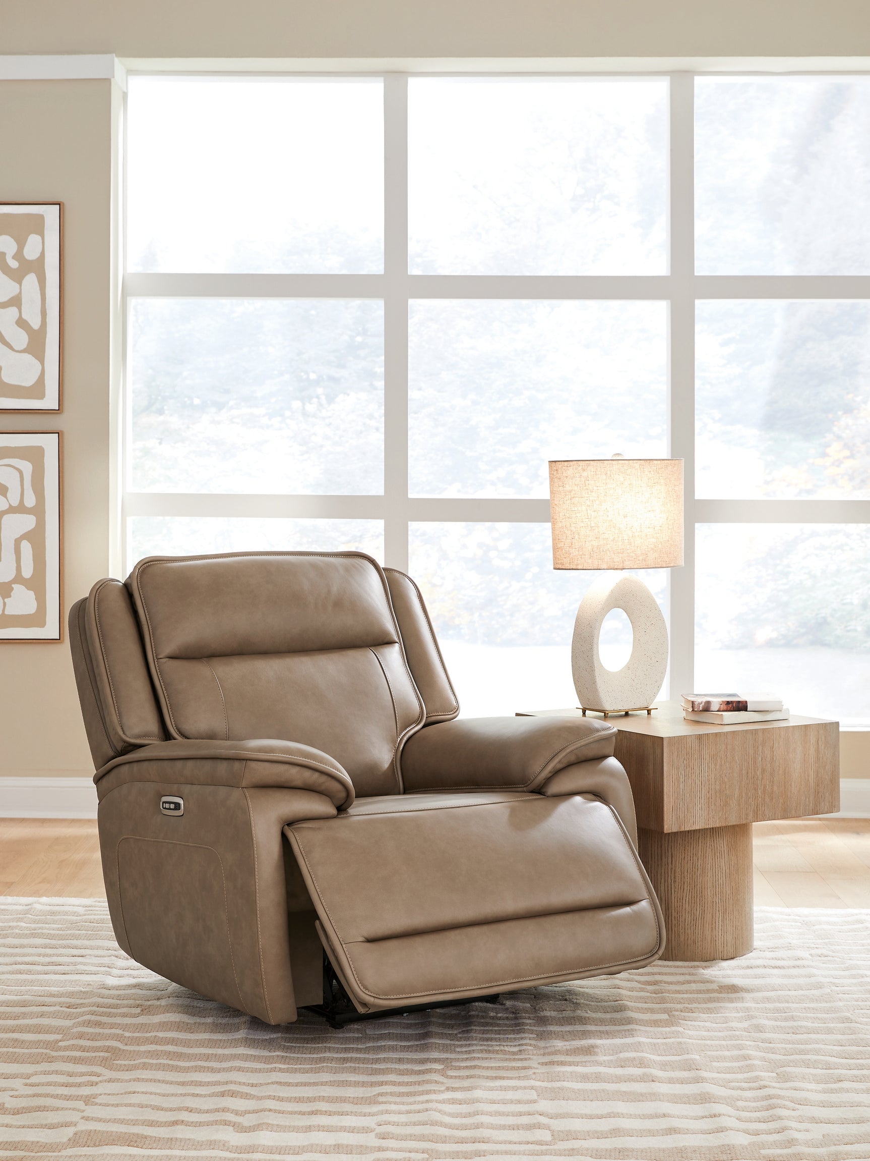 side view of Glencroft Sahara Leather Power Recliner recliner