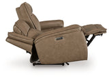 Glencroft sofa side view laid flat reclining