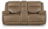 Angle view of Glencroft Sahara Loveseat reclined
