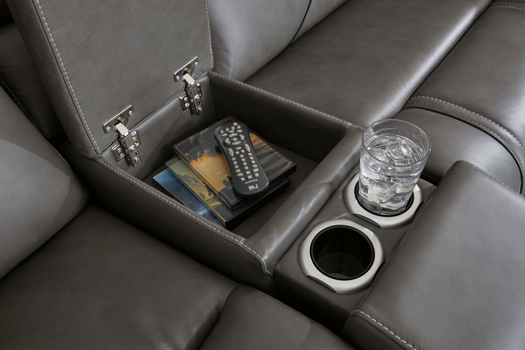 Console storage compartment detail