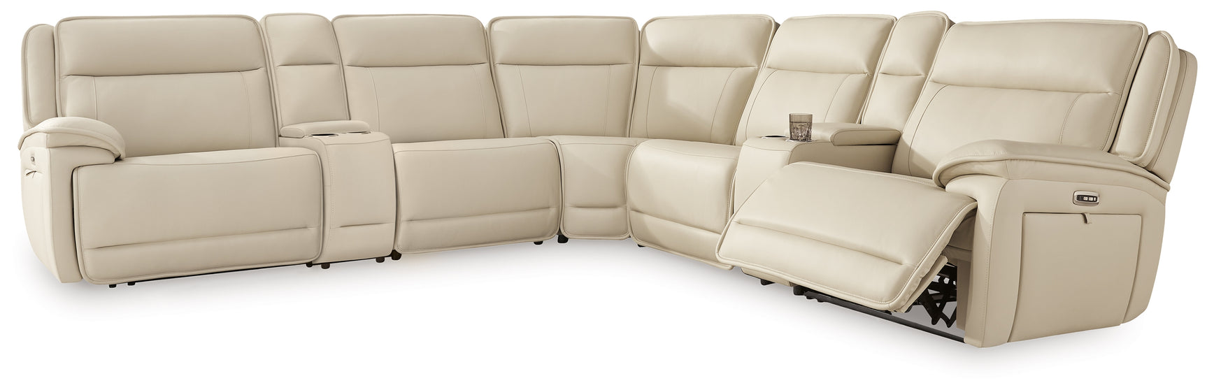 Power recliner seat and console storage close-up