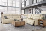 Close-up of top-grain leather cushion and armrest