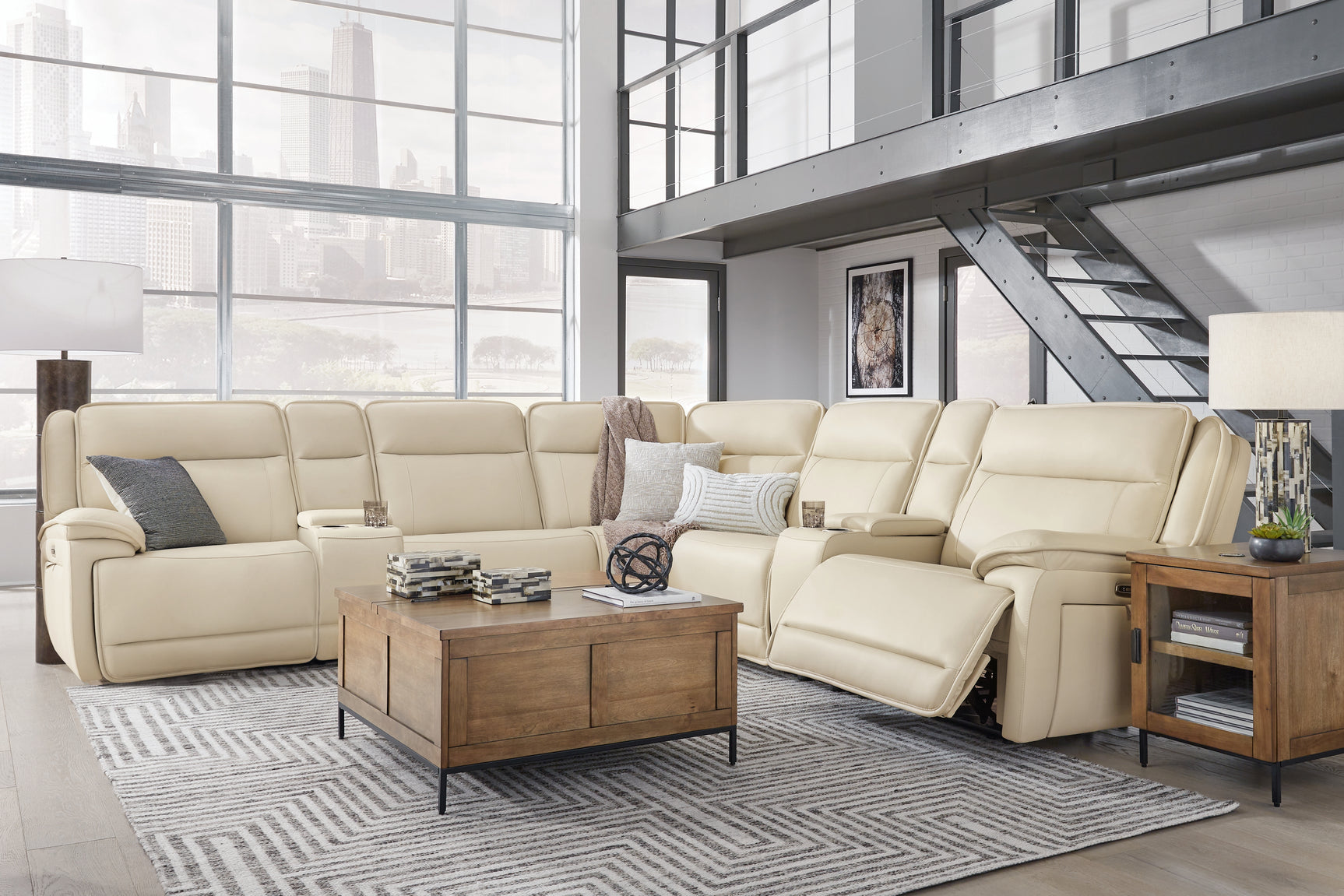 Close-up of top-grain leather cushion and armrest