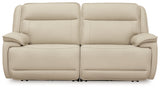 Left-arm facing power recliner showing USB port and cup holder