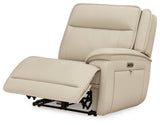Right-arm facing power recliner showing footrest extended