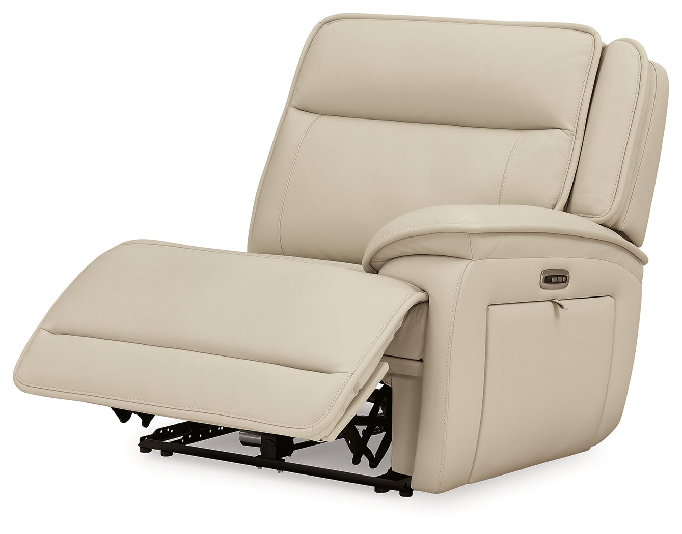 Double Deal Almond Leather 5-Piece Power Reclining Sectional seating angle