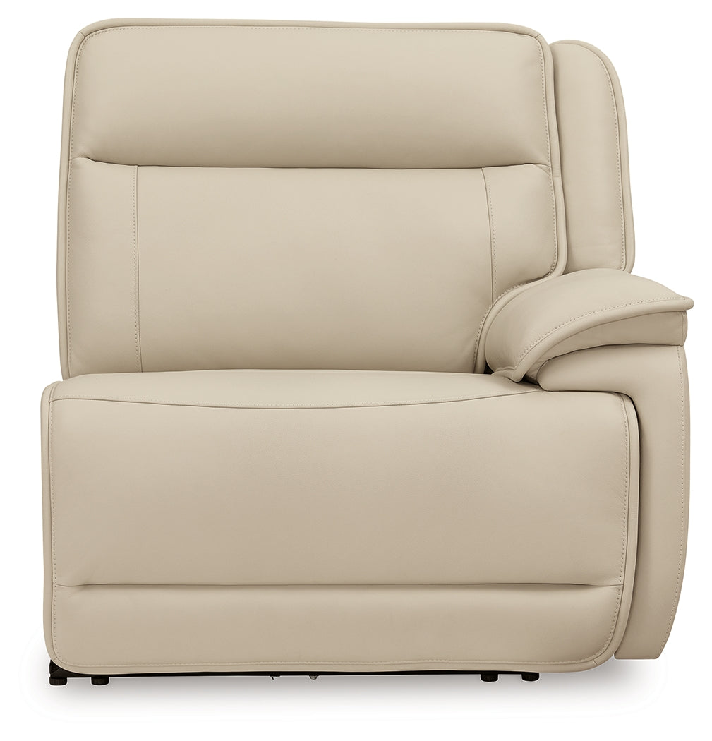 Sectional rear view showing leather upholstery