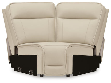 Double Deal Almond Leather 6-Piece Reclining Sectional - image 16