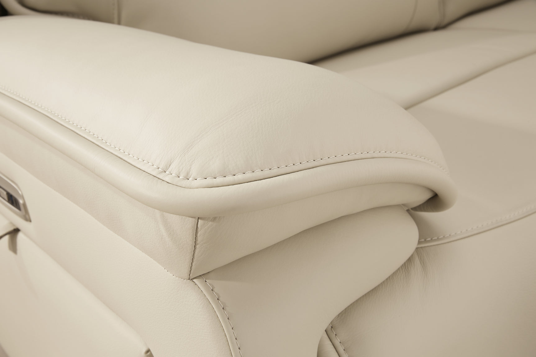 Detail of stitched welt on sectional armrest