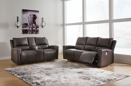 Close-up of Boxmere Storm sofa reclining feature