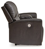 Side view of Boxmere loveseat with visible arm design