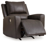 reclining view of Boxmere Storm Leather Power Recliner