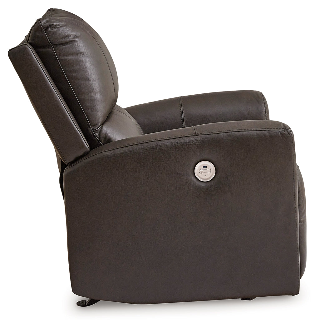side profile of Boxmere Storm Leather Power Recliner
